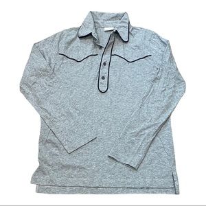 Dries Van Noten  western style knit long sleeve navy piping shirt